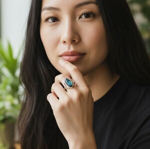 Sparkle Allure  GOLD and Albalone  Gemstone Ring